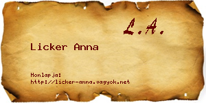 Licker Anna névjegykártya